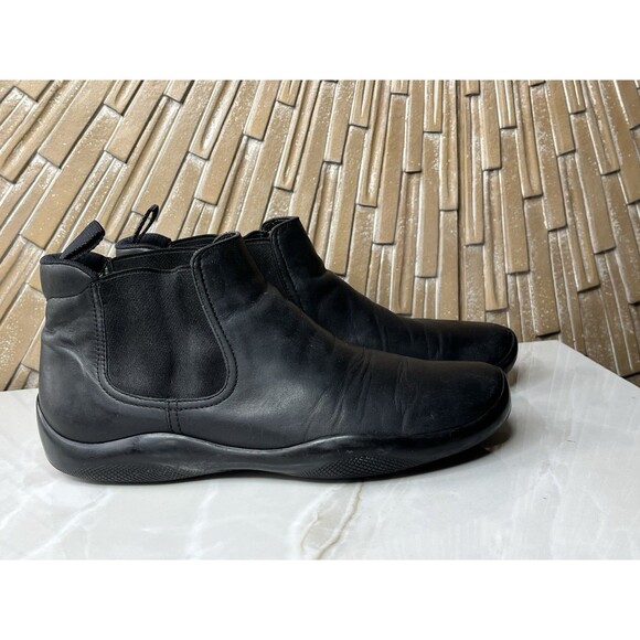 Vtg Prada Men Sport Chelsea Boots 0828 Gore Black Leather Sz Uk 7.5 Us 8.5 Shoes